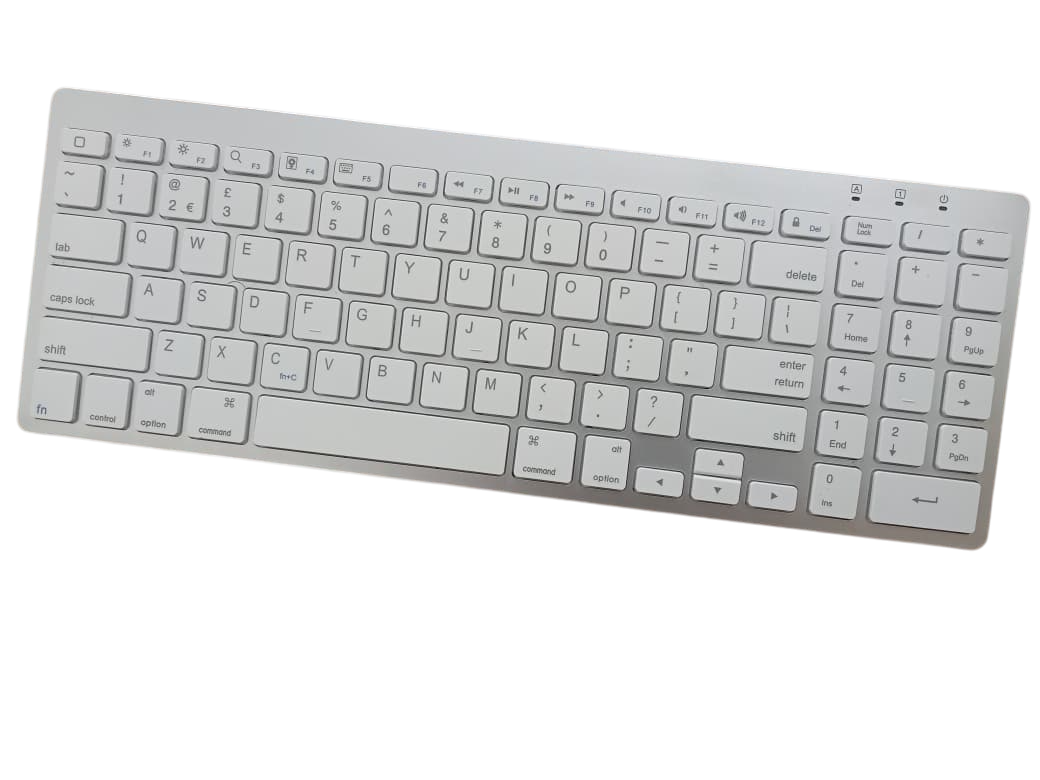 Close-up of KB036 wireless keyboard keys showing smooth and quiet typing surface