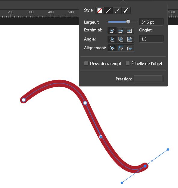 propriété pinceau courbe
