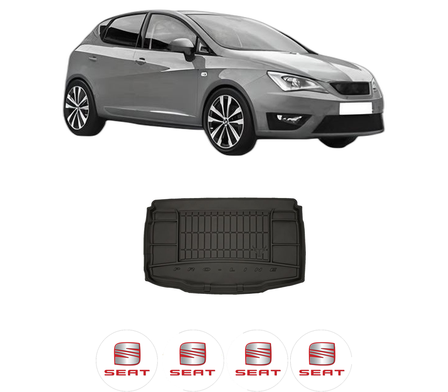Tavita Portbagaj SEAT IBIZA V (KJ1, KJG) din 2017-2020, Protectie Portbagaj Auto, 4x Stickere auto cu SEAT