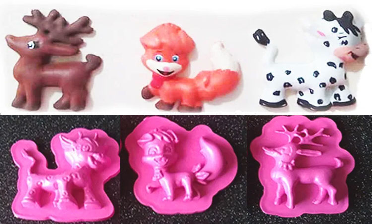 Molde foami animales Zorro jirafa siervo Decora pastel fimo fondant