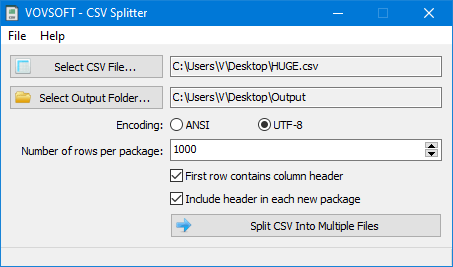 VovSoft CSV Splitter v1.4