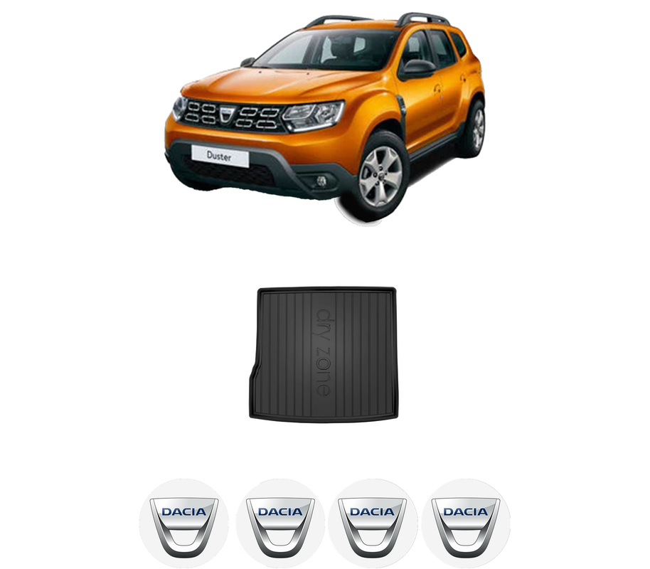 Tavita Portbagaj DACIA DUSTER SUV Van din 2015-2018, Protectie Portbagaj Auto, 4x Stickere auto cu DACIA