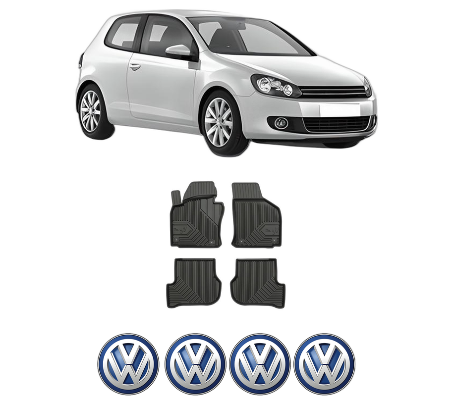 Set covorase presuri Volkswagen GOLF VI (5K1) din 2008-2013, auto, din cauciuc thermoplastic, 4 Stickere auto cu Volkswagen