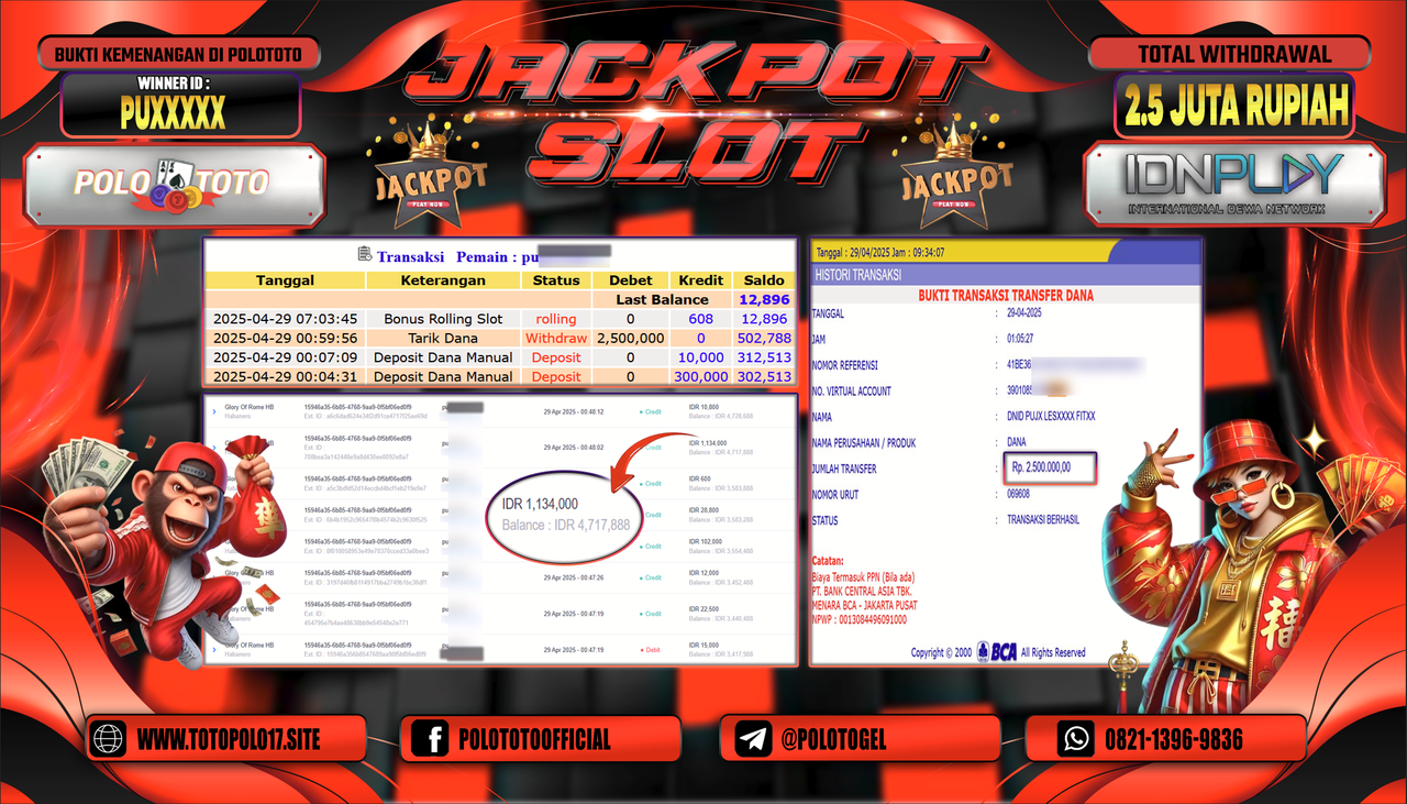 POLOTOTO JACKPOT SLOT GEMSTONES GOLD Rp.3.000.000,-