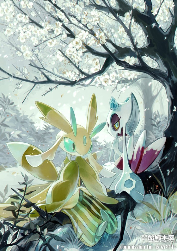 froslass-and-lurantis-pokemon-drawn-by-a