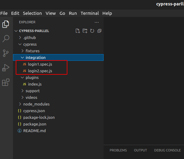 execute tests parallelly using cypress: cypress project