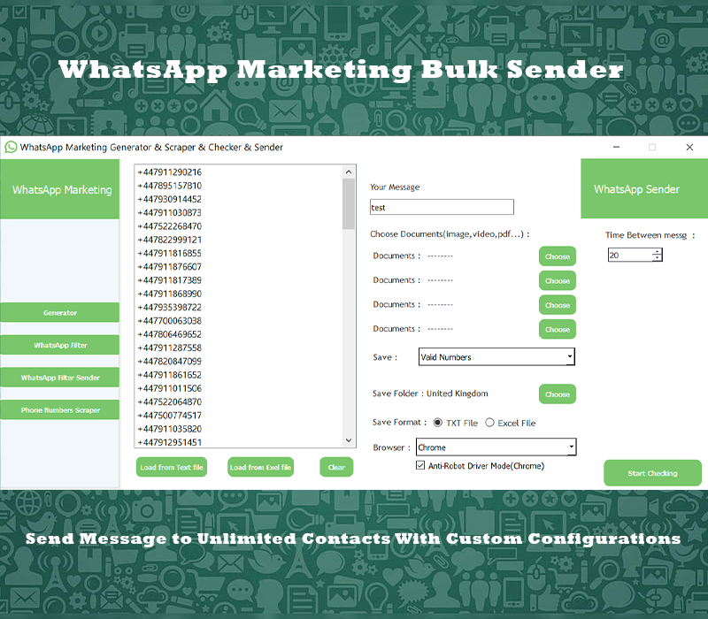 WhatsApp Marketing Generator & Scraper & Checker & Sender - 9