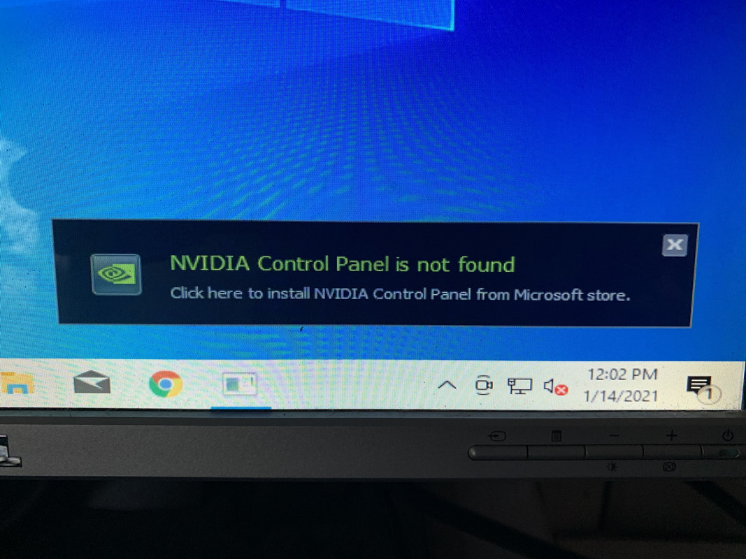 nvidia control panel not opening after rollback