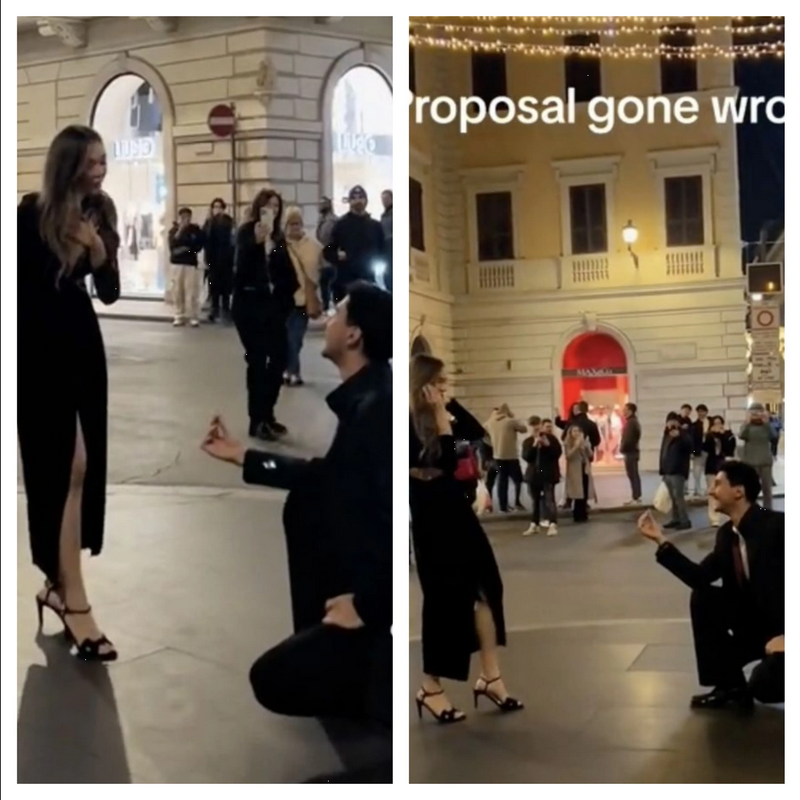 Romántica pedida de mano en Roma sale mal y se hace viral (Video)