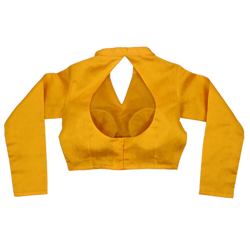 Women's Designer Sari Blouse Dupion Silk Collor Neck Long Sleeve Crop Top Choli - Picture 80 of 82