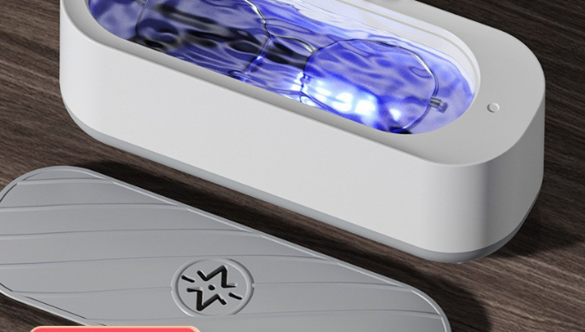 USB Plug-in Sonic Vibration Jewellery & Glasses Cleaner - High Frequency Washing Machine with Blue Light for Rings, Dentures & Watch Straps (Wired Power)