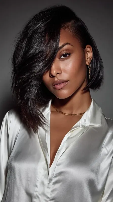 Timeless Allure: The Side Part Sensation - black women side part