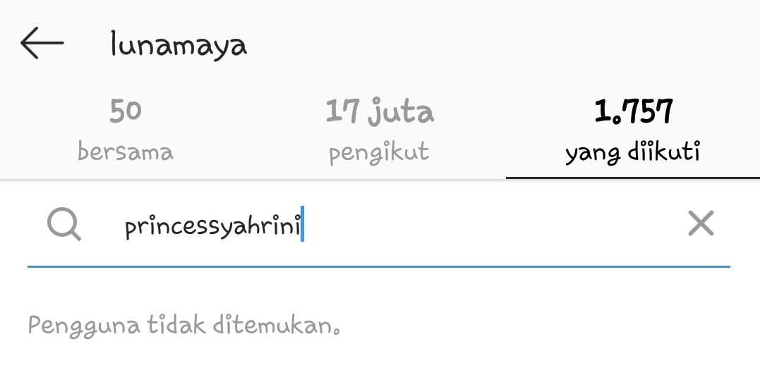 Luna Maya tidak lagi memfollow Instagram Syahrini