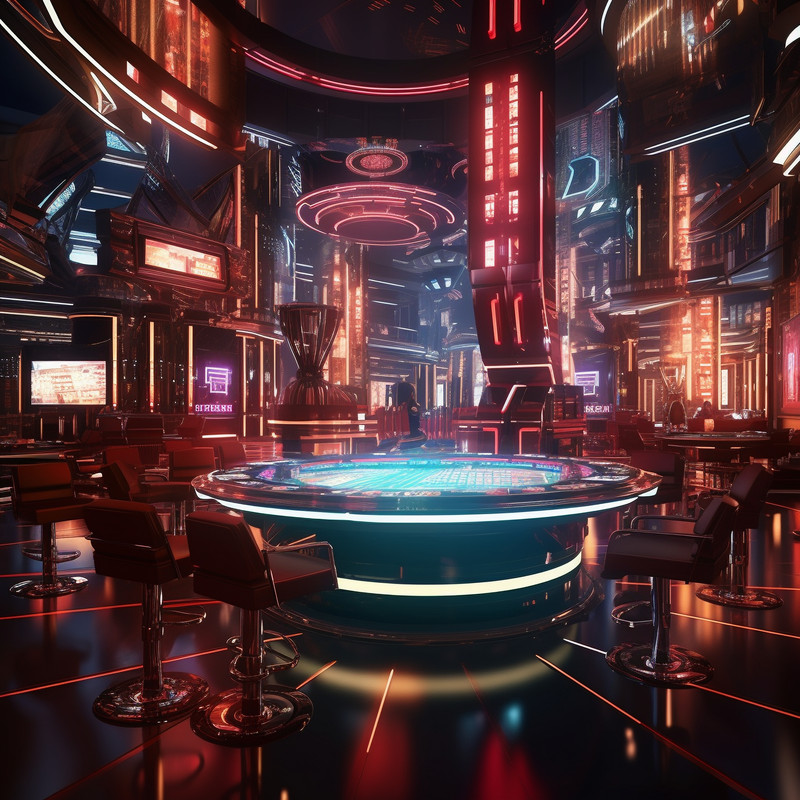 Blurred casino background with dark tones and warm lights