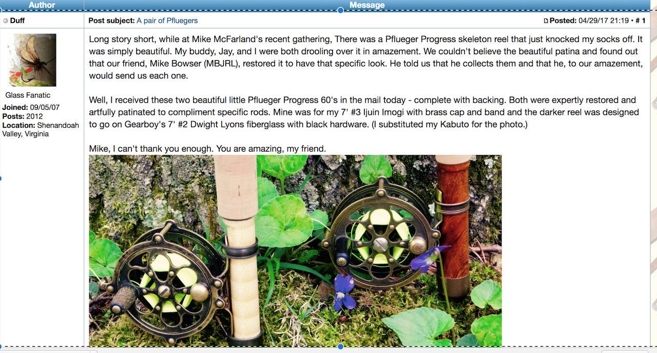 Patina on brass reels