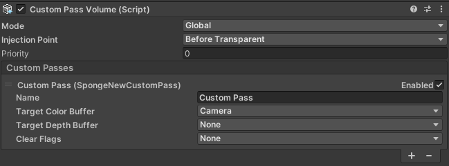 Settings of CustomPass
