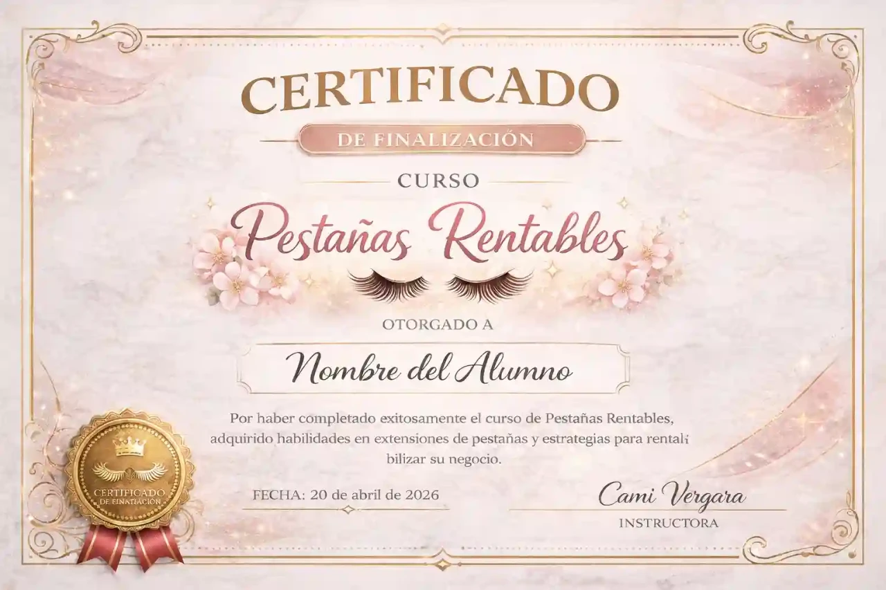 Al concluir la formación, recibes un certificado digital que aumenta tu credibilidad y profesionalismo al atender a tus clientas.