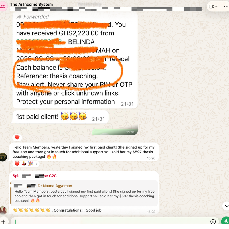WhatsApp student feedback screenshot seven