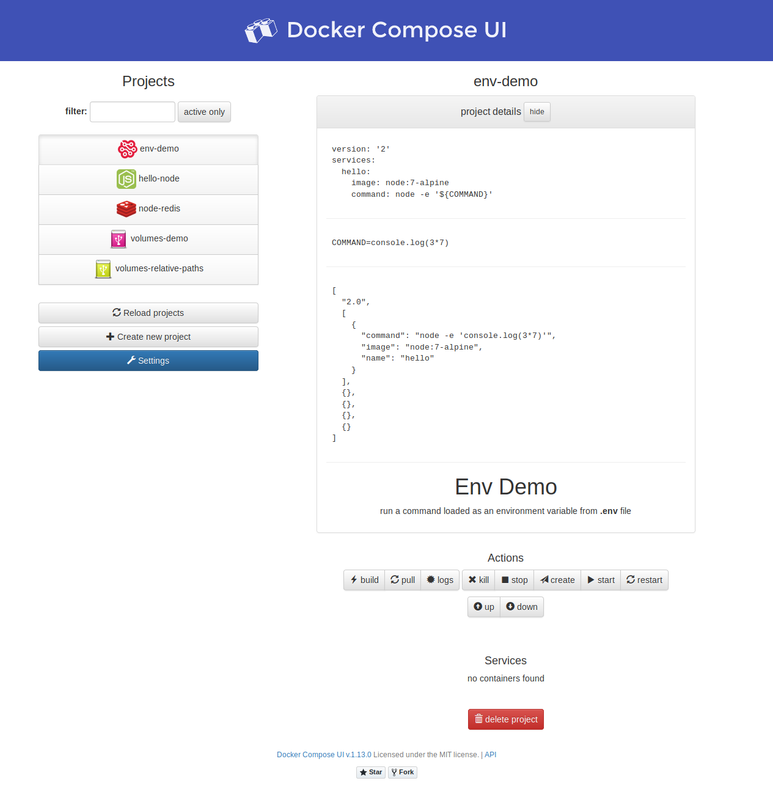 Docker Compose UI Project Detail
