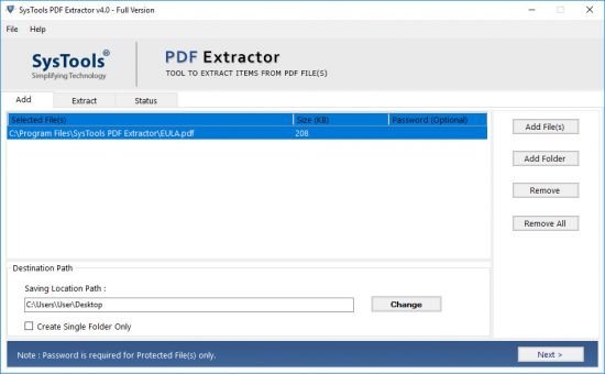 SysTools PDF Extractor v4.0