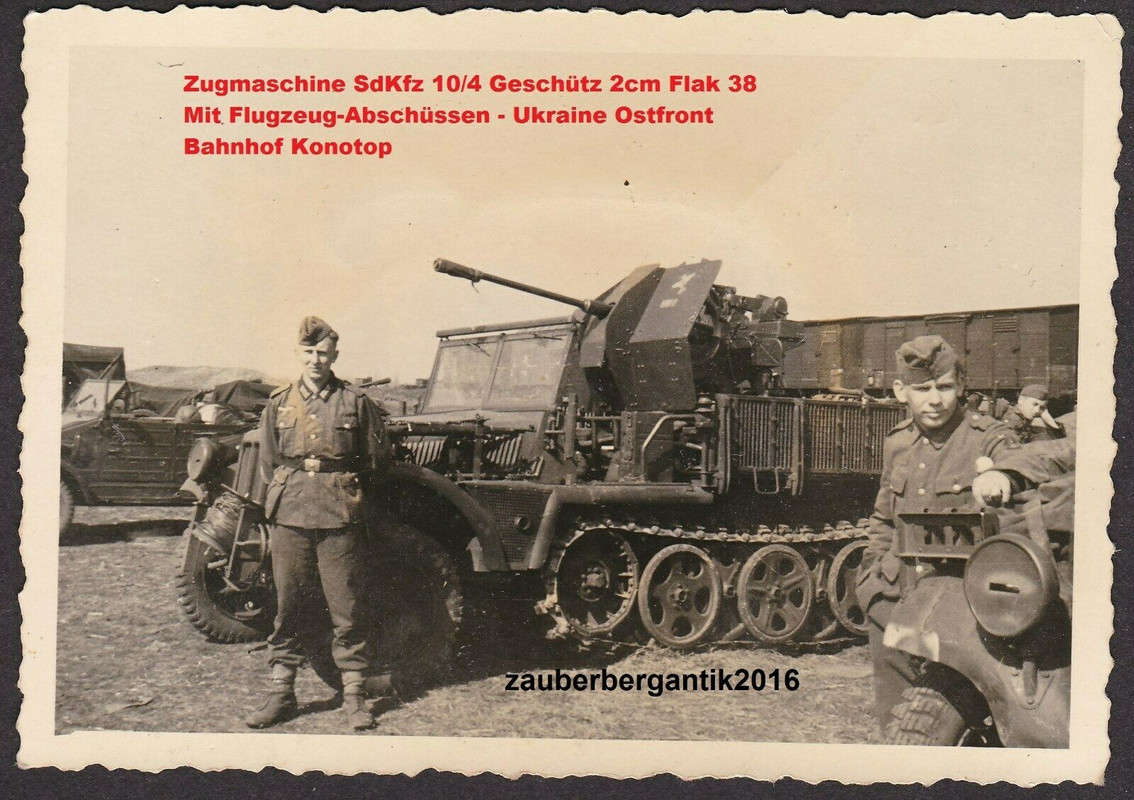 Halbkette Zugmaschine SdKfz 10-4 Geschütz 2cm Flak 38 Konotop 19