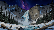 Winter Mountain Cascade Night