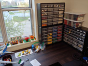 21. A third cabinet arrived, and this one has smaller drawers.