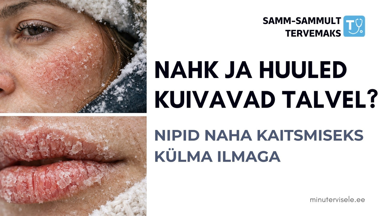 Talvine külm põhjustab naha ja huulte kuivust, näha on ketendav nahk ja lõhenenud huuled lähivõttes