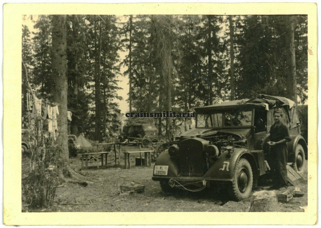 Orig. Foto mittlere Einheits-Pkw Horch 901 m. Wappen in Russland 1941 Kübelwagen
