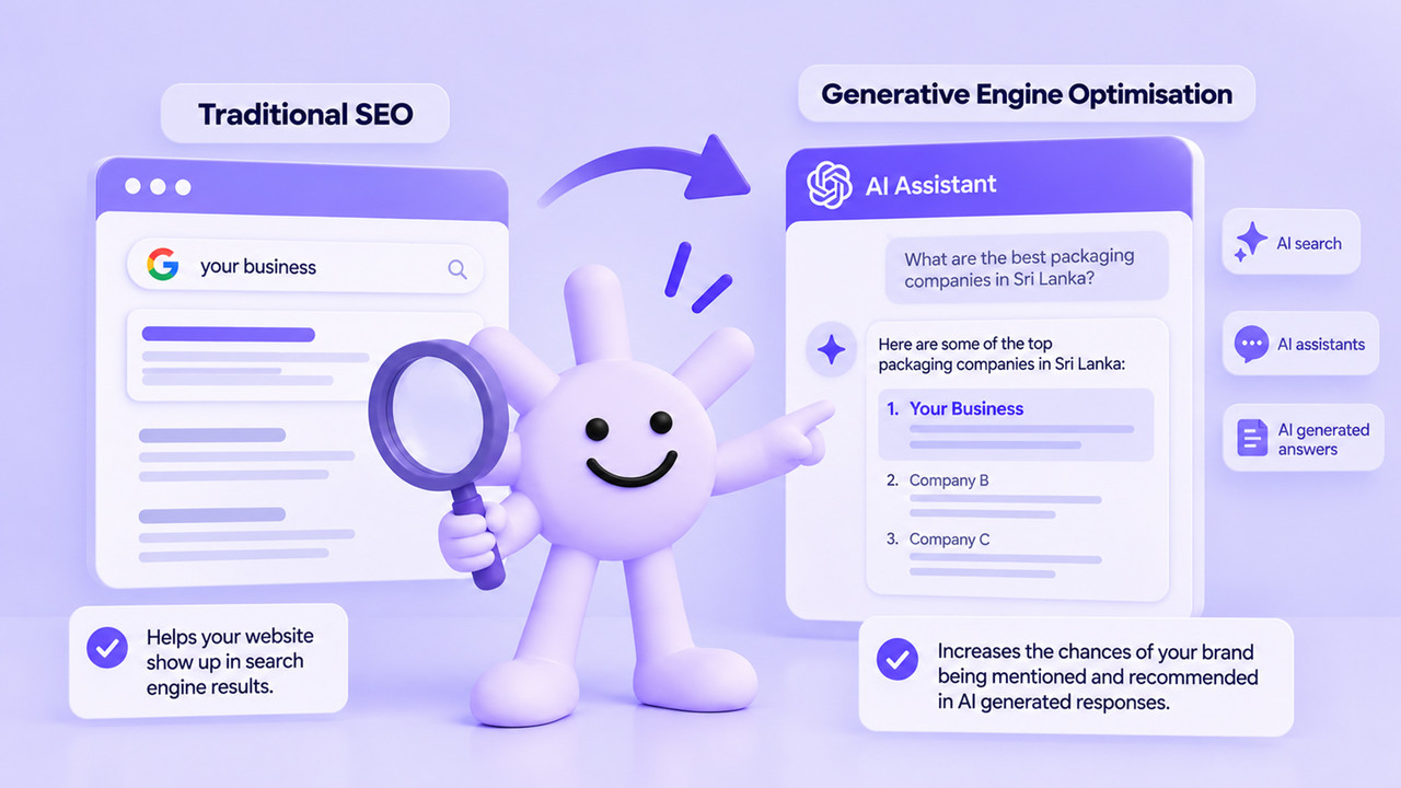 Illustration showing that a comparison between GEO and SEO