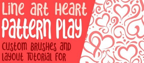 Line-Art Heart Pattern Play - Brushes and Layout Repeat Patterns