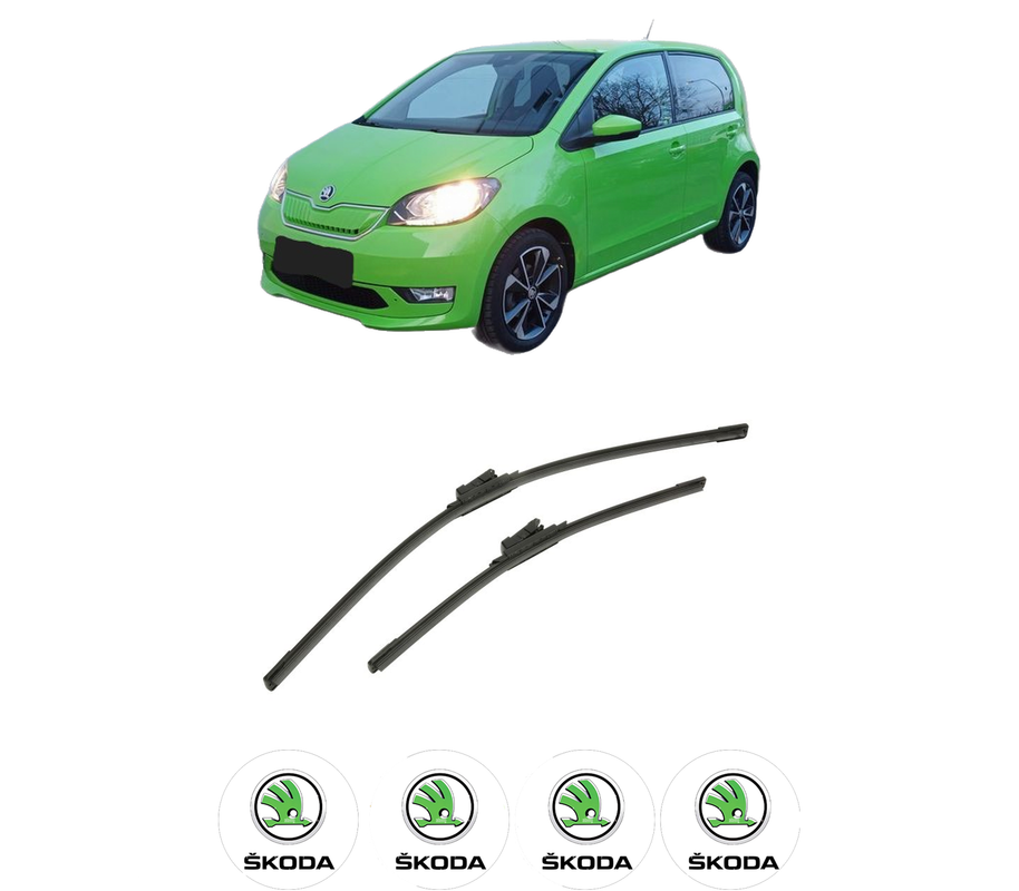 Set stergatoare auto SKODA E-CITIGO (NE1) din 2019-2021, pentru parbriz auto, 2 bucati, Bosch Aerotwin, din cauciuc siliconat rezistent, 4 Stickere Auto SKODA