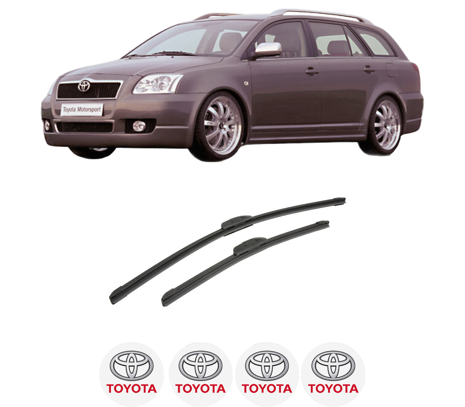 Set stergatoare auto TOYOTA AVENSIS Estate (_T25_) din 2003-2008, pentru parbriz auto, 2 bucati, Bosch Aerotwin Retrofit, din cauciuc siliconat rezistent, 4 Stickere Auto TOYOTA