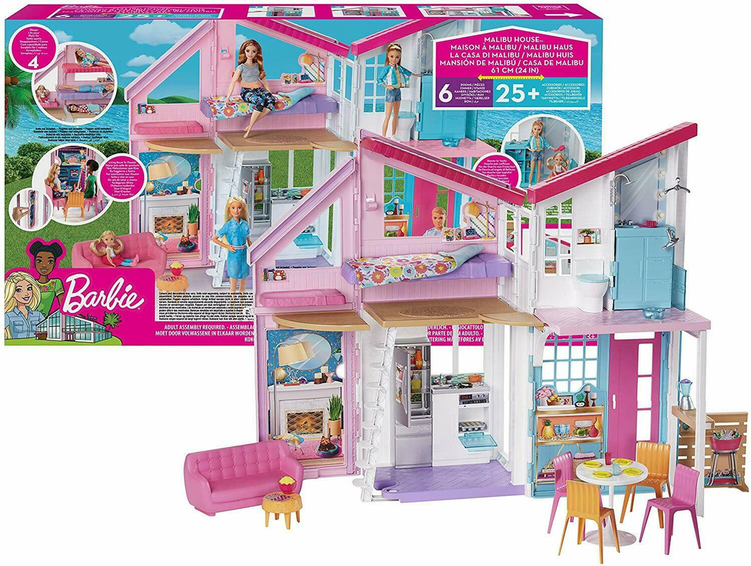 Barbie La Maison à Malibu 6 pièces 25 accessoires 61 cm pour poupée house  690774 887961690774 | eBay