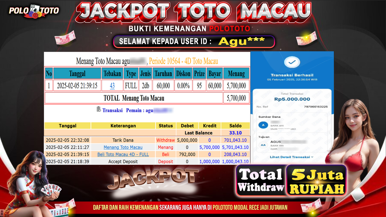 POLOTOTO JACKPOT TOGEL TOTO MACAU Rp.5,000.000,-