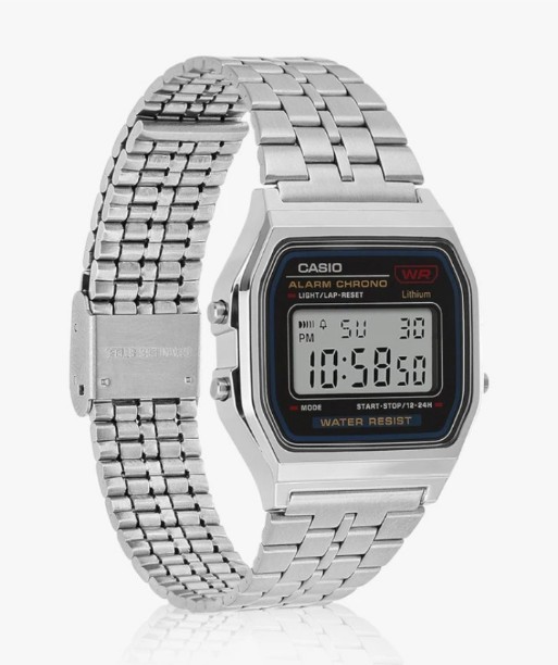 Casio Vintage Black Dial Silver Stainless Steel Band Digital Watch for Men & Women – D338 (A159WA-N1DF)