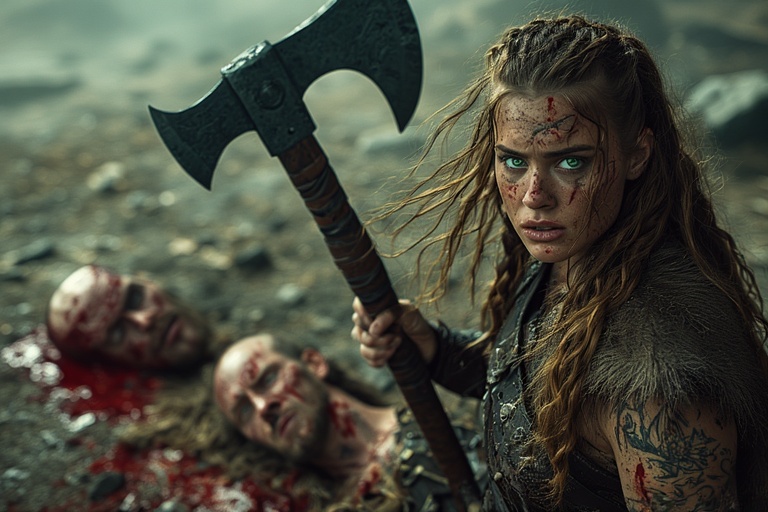 Viking-girl-holding-norse-axe-(18)