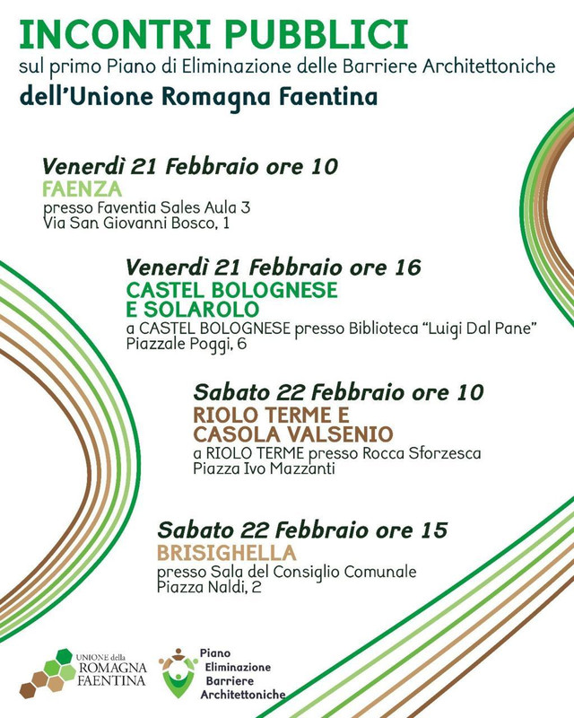 Incontri pubblici per migliorare l’accessibilità urbana e dei trasporti: a Castel Bolognese il 21 febbraio