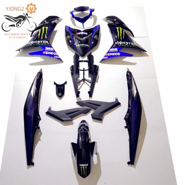 Yamaha Y15 Y15zr V2 Monster Cover Set Biru Movistar 100 Original Hly Yamaha Stripe Siap Tampal Coverset Stripe Lazada