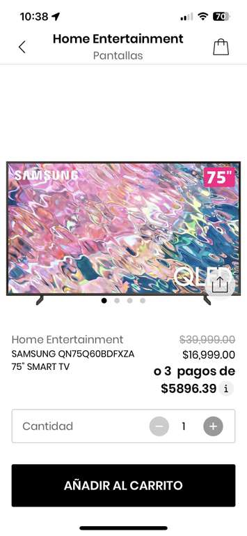 Privalia: PANTALLA SAMSUNG QLED 75” 16999 pesos 
