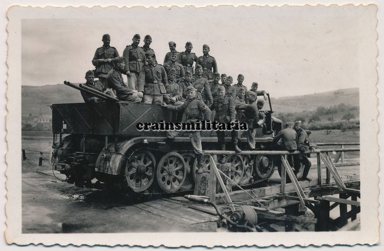 Orig. Foto SdKfz 9 Halbkette am Mosel Brücke RUWER b. Trier