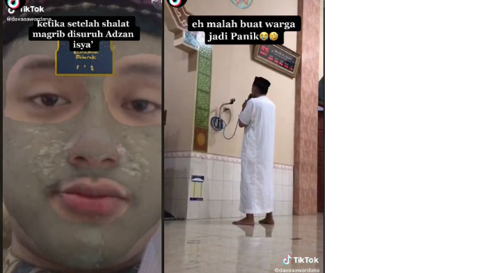 Seorang pemuda mengumandangkan azan dengan nada mirip takbir