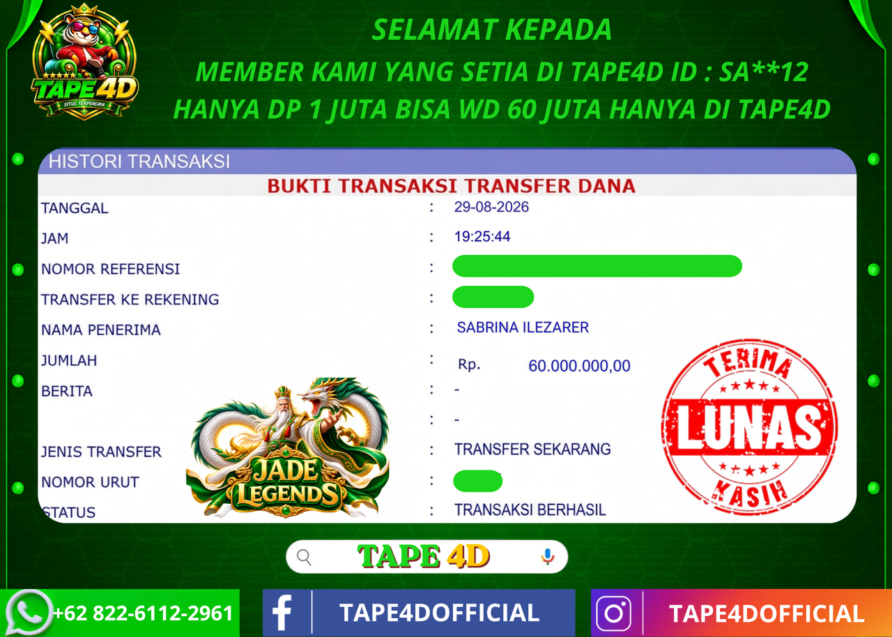 TAPE4D JADE LEGEND PRAGMATIC PLAY 60.000.000-LUNAS