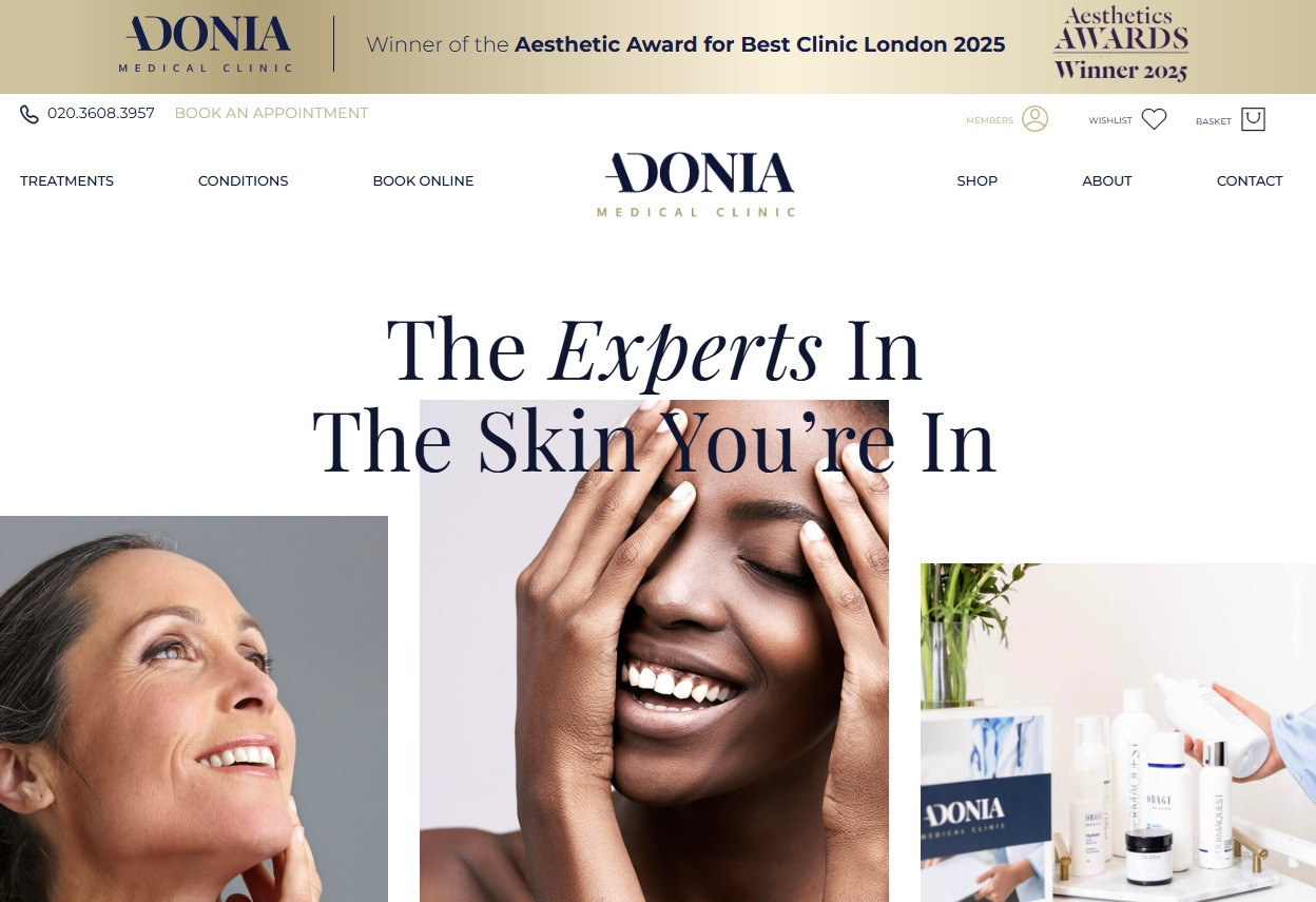 Adonia medical clinic skin experts. Models representing diverse skin types.