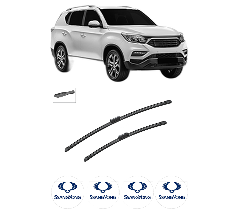 Set stergatoare auto SSANGYONG REXTON (Y400, Y450) din 2017-2018, pentru parbriz auto, 2 bucati, Bosch Aerotwin, din cauciuc siliconat rezistent, 4 Stickere Auto SSANGYONG
