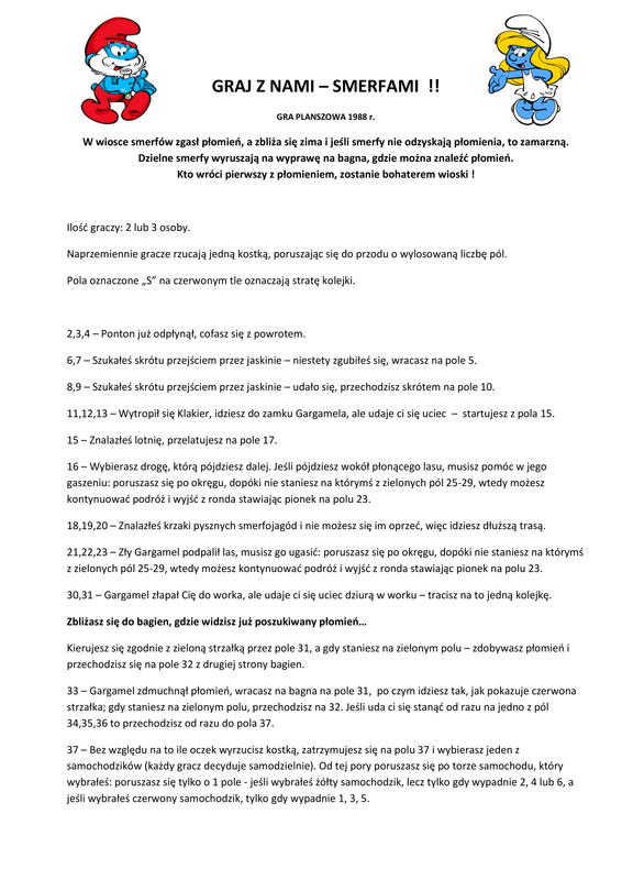 instrukcja - graj z nami smerfami