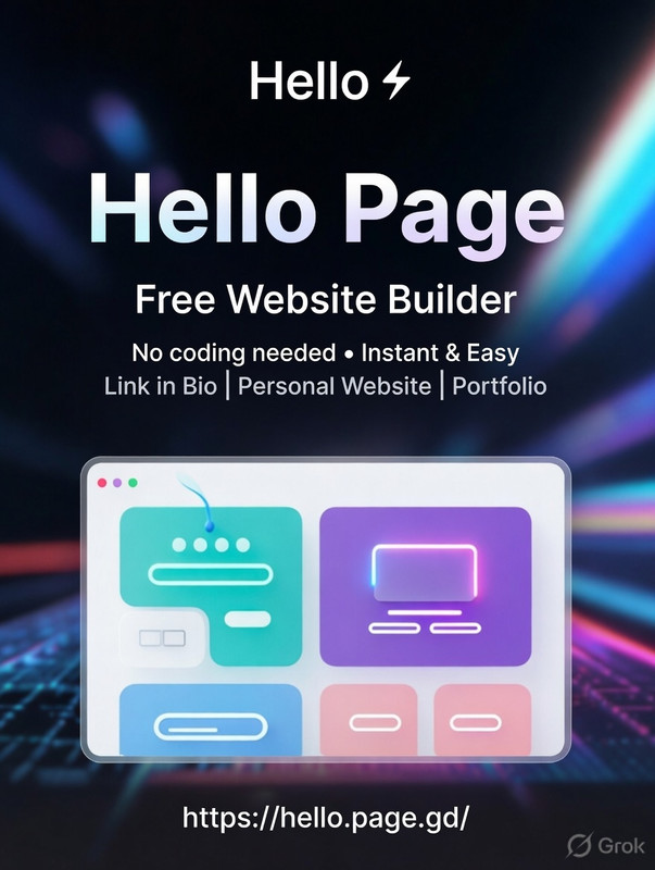 Free Website Builder by Hello Page – Build your Link in Bio page with no coding. Easy & Instant. https://hello.page.gd/