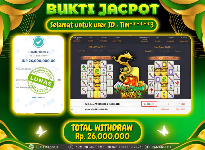 PAMANSLOT JACKPOT Game PG - Mahjong Ways 2 Rp.26,000,000- LUNAS