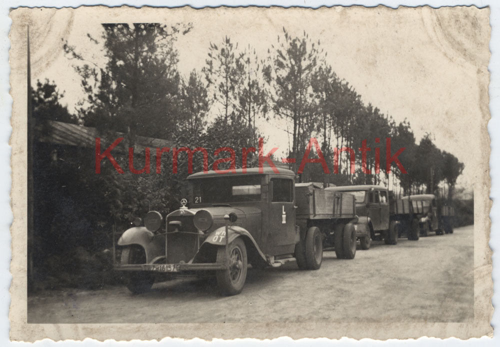 Foto Wehrmacht LKW Fernlast langer Anhänger WH OT Mercedes