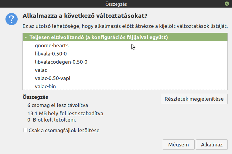 A nyíl elemmel jelzett sorra kattintva, láthatóak a részletek, hogy mi fog történni.